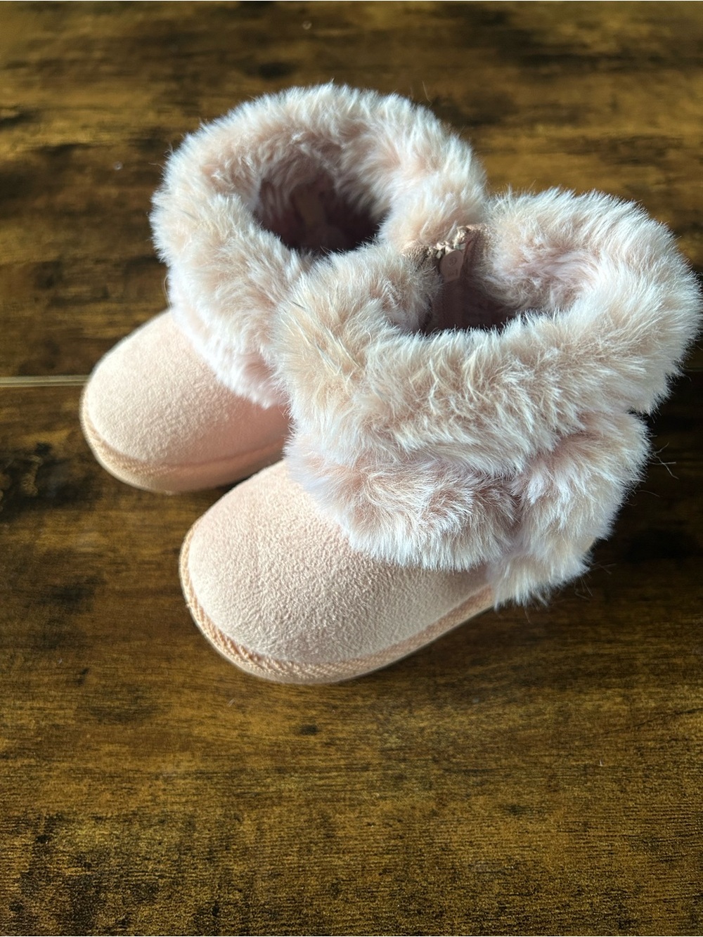 Lullaby Lane Plush Faux Fur Baby Boots - Rose Blush